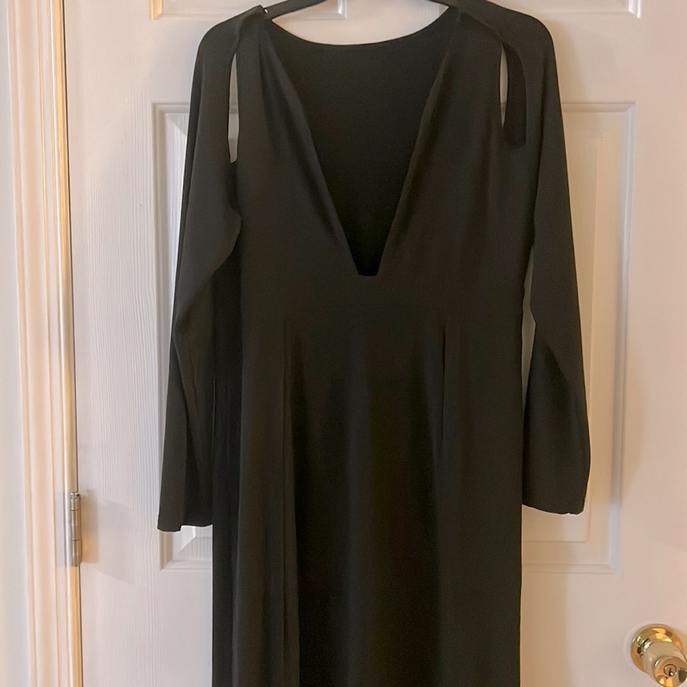 Black Maxi Dress Two Side Splits With Deep V